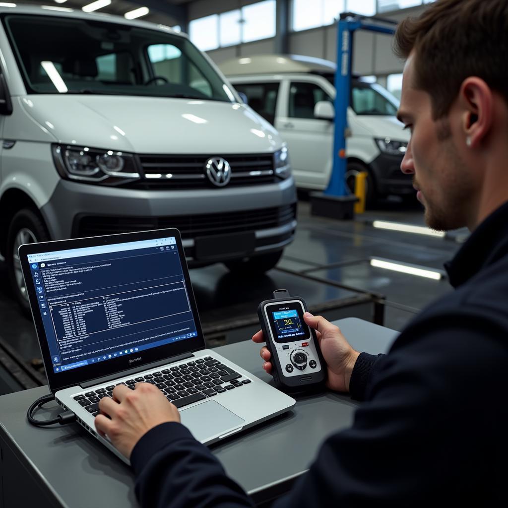 Diagnose eines Transporter T4 mit einem professionellen Diagnosegerät