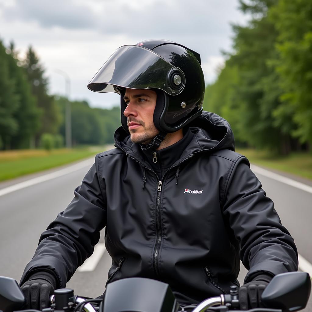 Trike-Fahrer trägt einen Helm