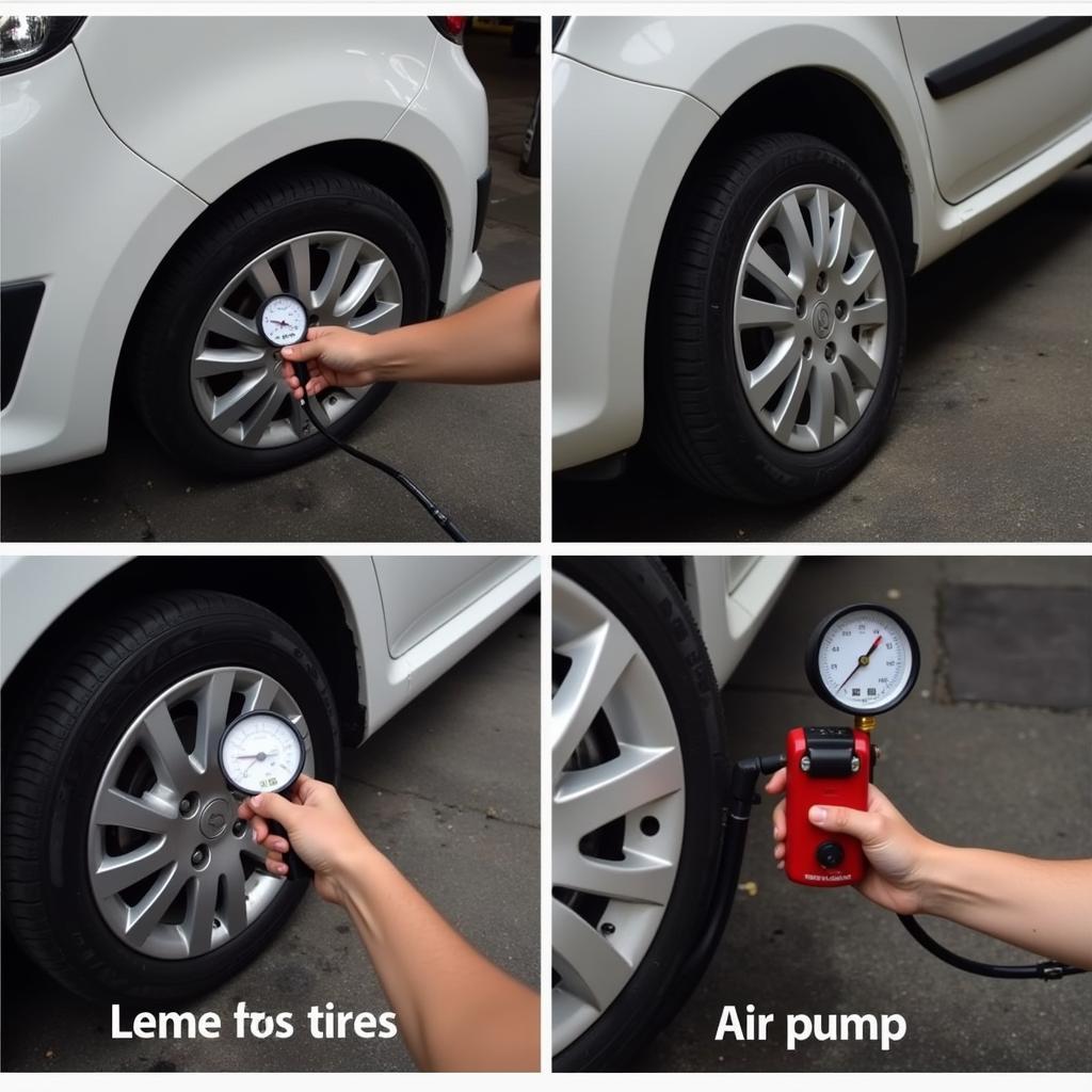 Reifendruck am Twingo prüfen und anpassen mit einem Manometer