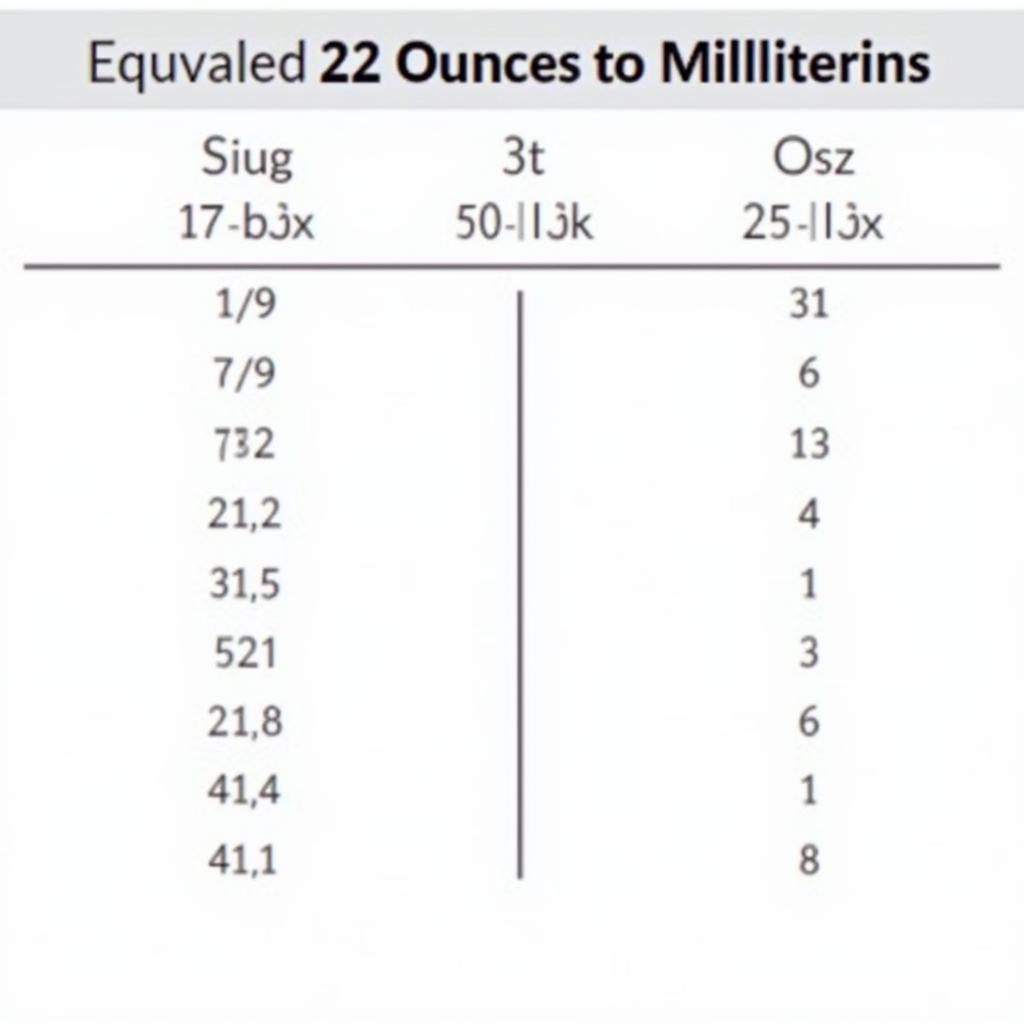 Umrechnungstabelle von 22 oz in ml