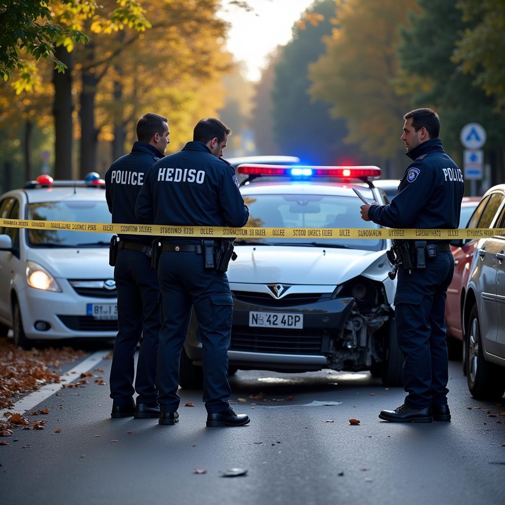 Polizei am Unfallort Coburg