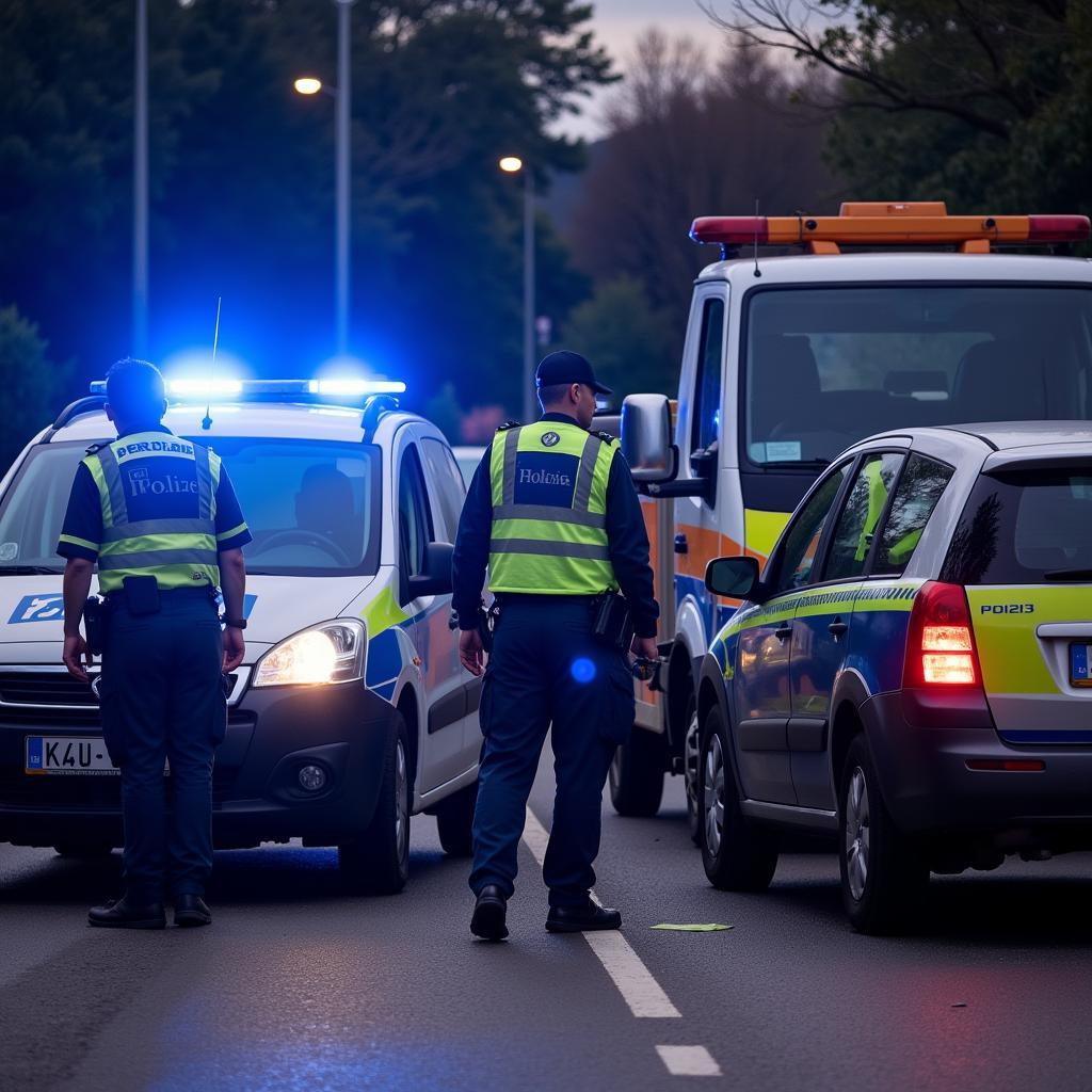 Polizei am Unfallort in Rastatt