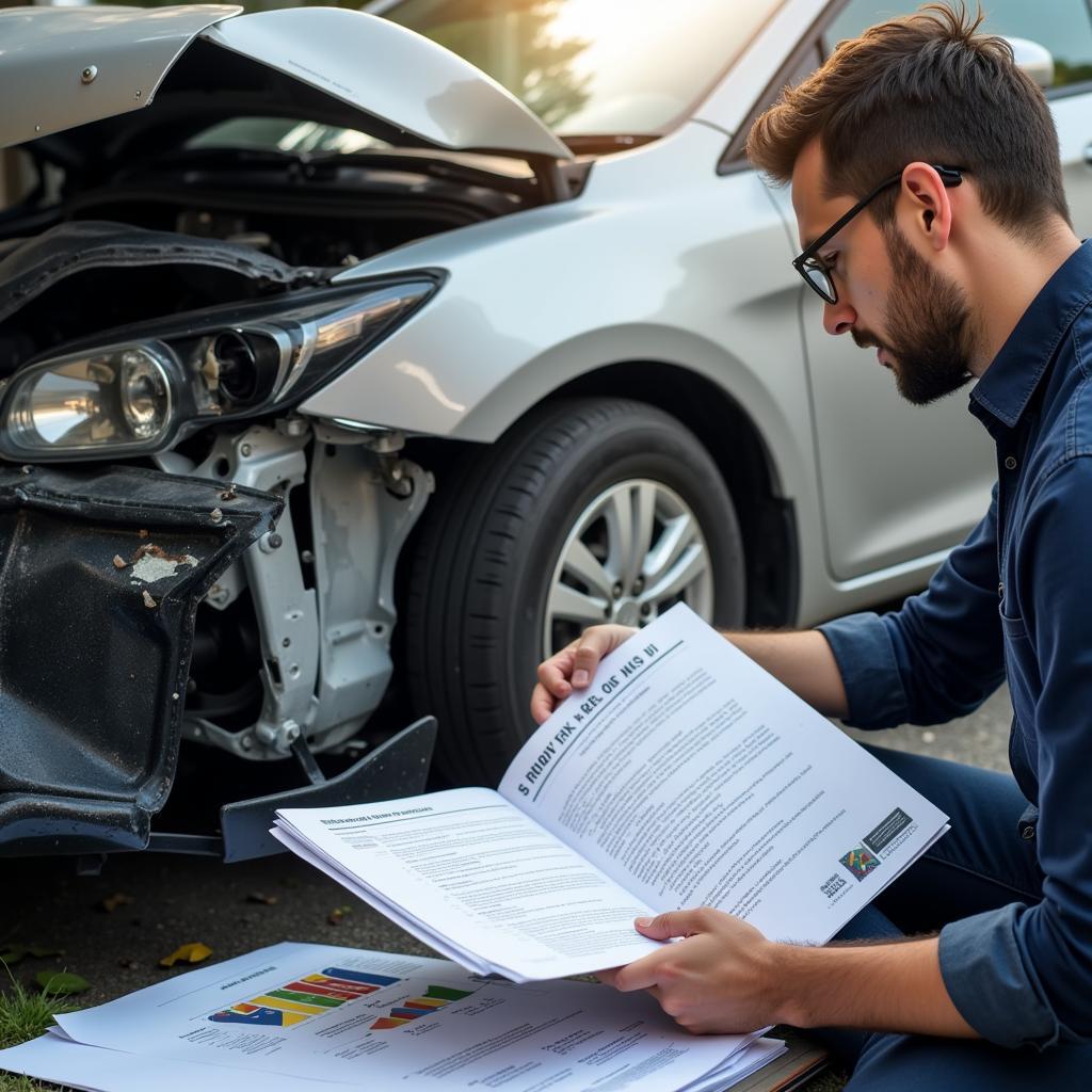 Prüfung des Schadensberichts bei einem Unfallfahrzeug