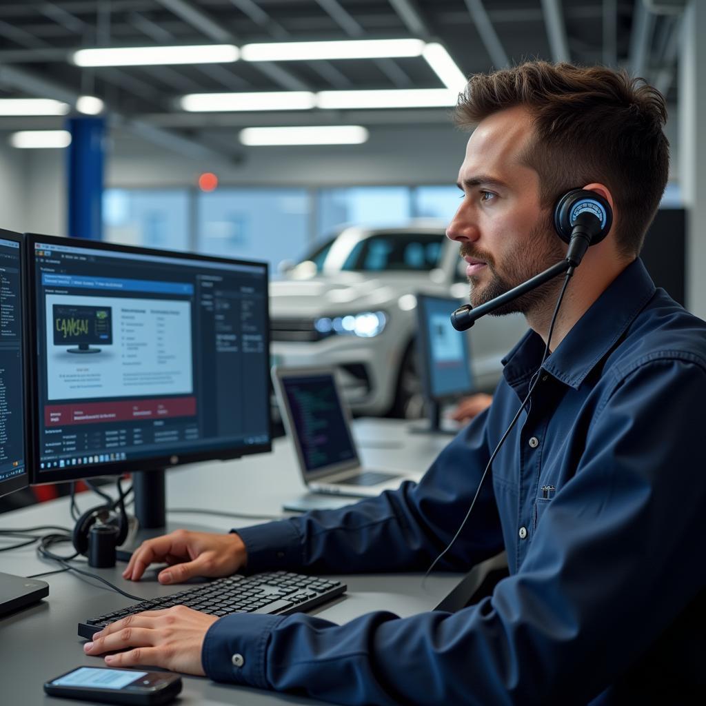 Techniker am Telefon im VAG Kundenservice