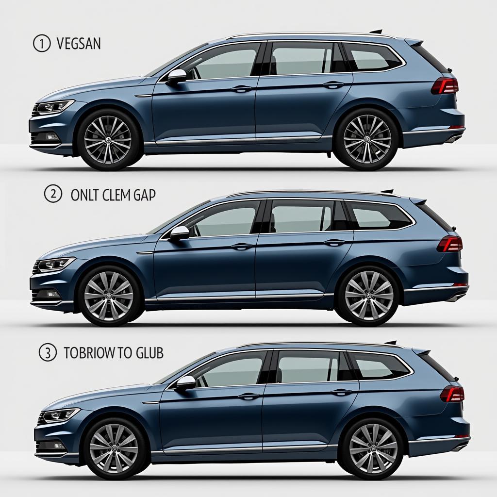 Übersicht der verschiedenen Passat Modelle: Limousine, Variant, Alltrack.