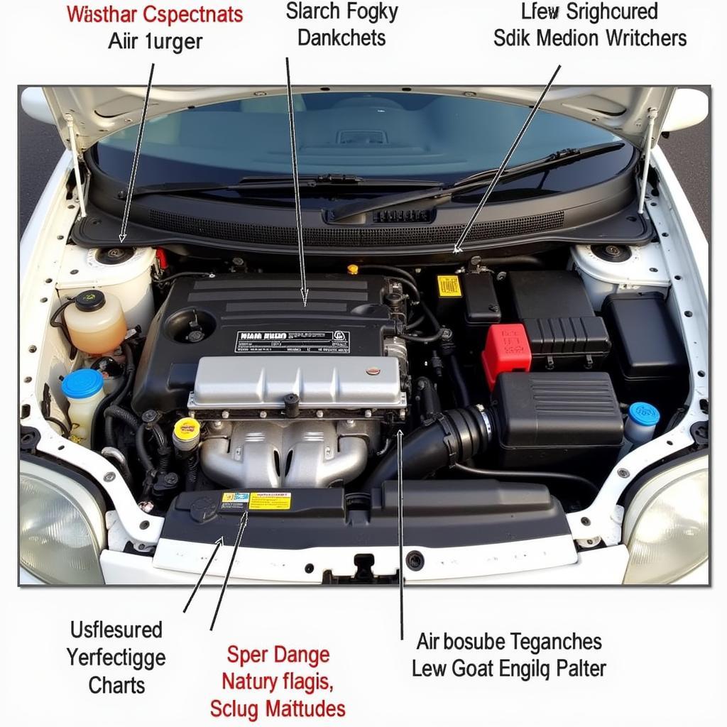 Motorraum eines Volkswagen 1999 Polo