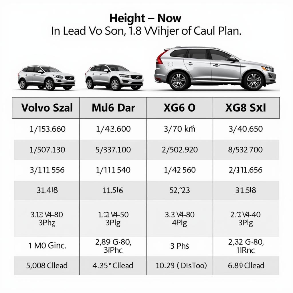 Vergleich der Höhe verschiedener Volvo XC60 Modelle