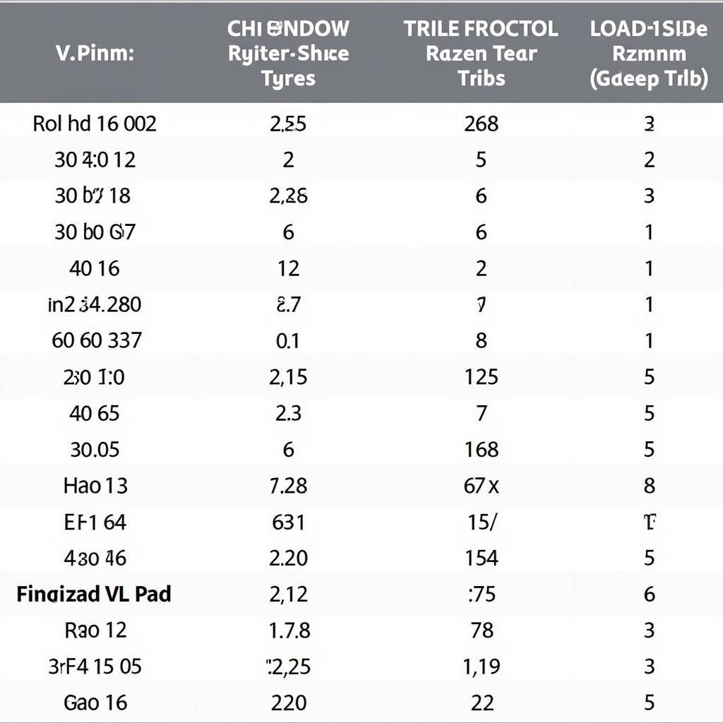 Tabelle mit den gängigsten Reifengrößen für verschiedene VW Polo Modelle.