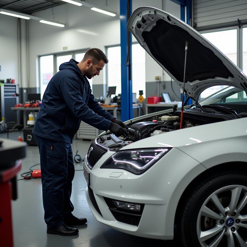 Qualifizierte Mechaniker in einer Autowerkstatt in Rudolstadt