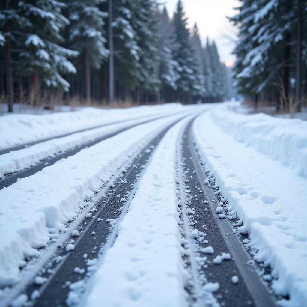 Winterreifen auf verschneiter Straße