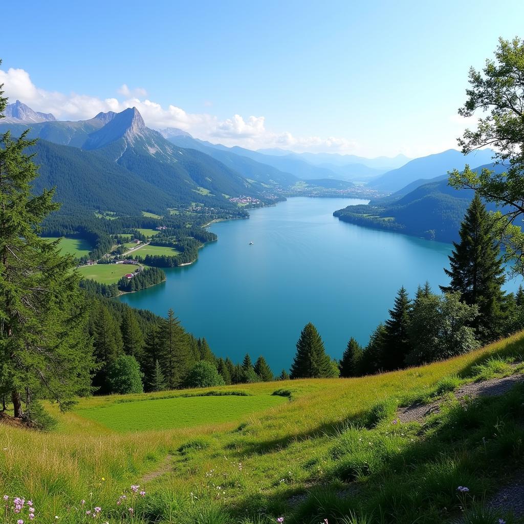 Panoramablick auf die Landschaft des Wörthersees