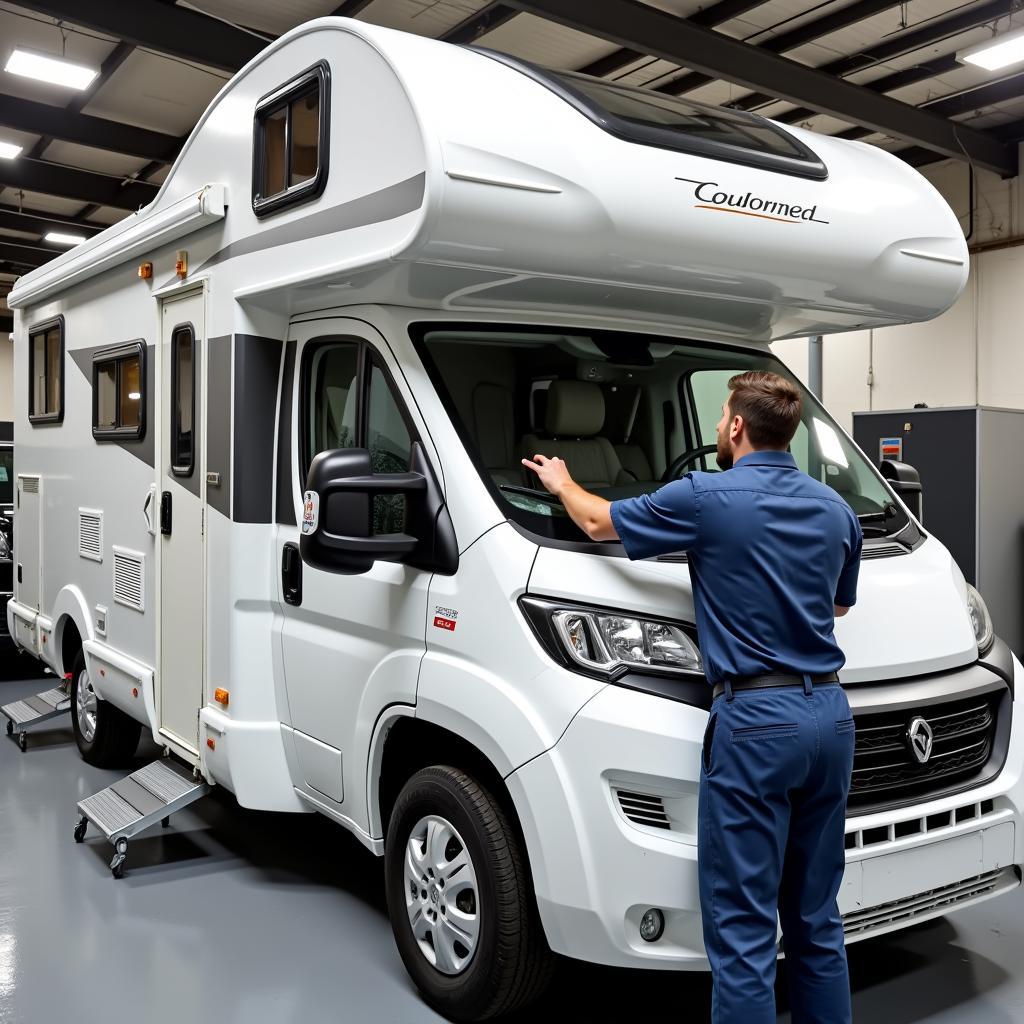 Wohnmobil Fensterabdichtung in der Werkstatt