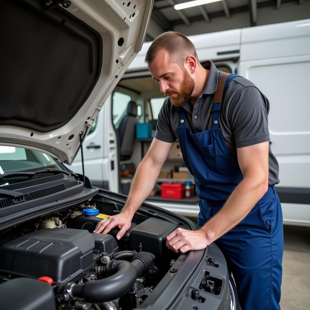 Motorcheck bei einem gebrauchten Wohnmobil