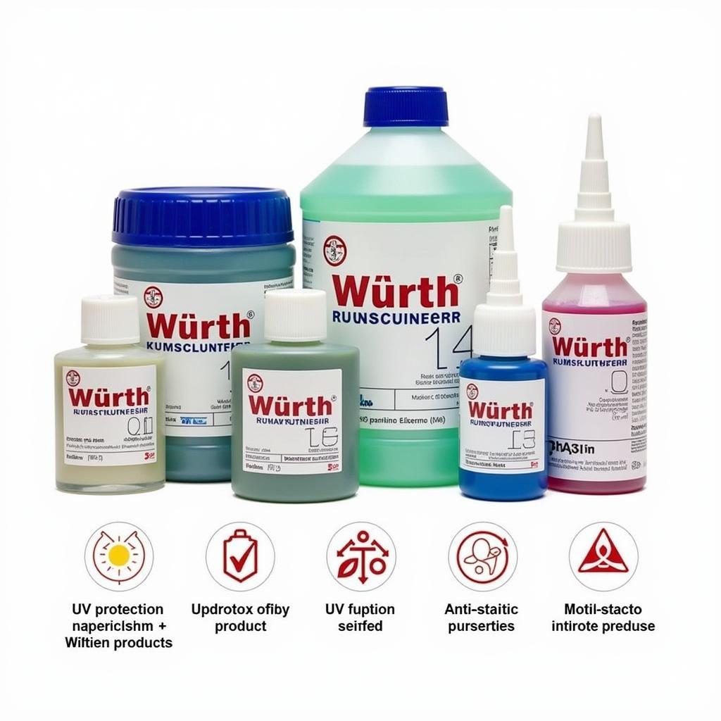 Vergleich verschiedener Würth Kunststoffpflege Produkte.