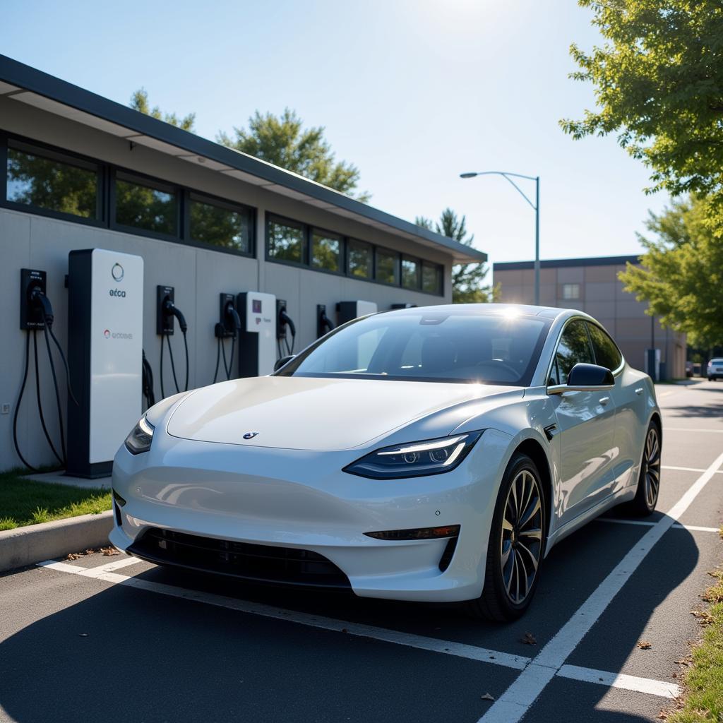 Ein Elektroauto an einer Ladestation:  Ein Blick in die Zukunft des Tankens.