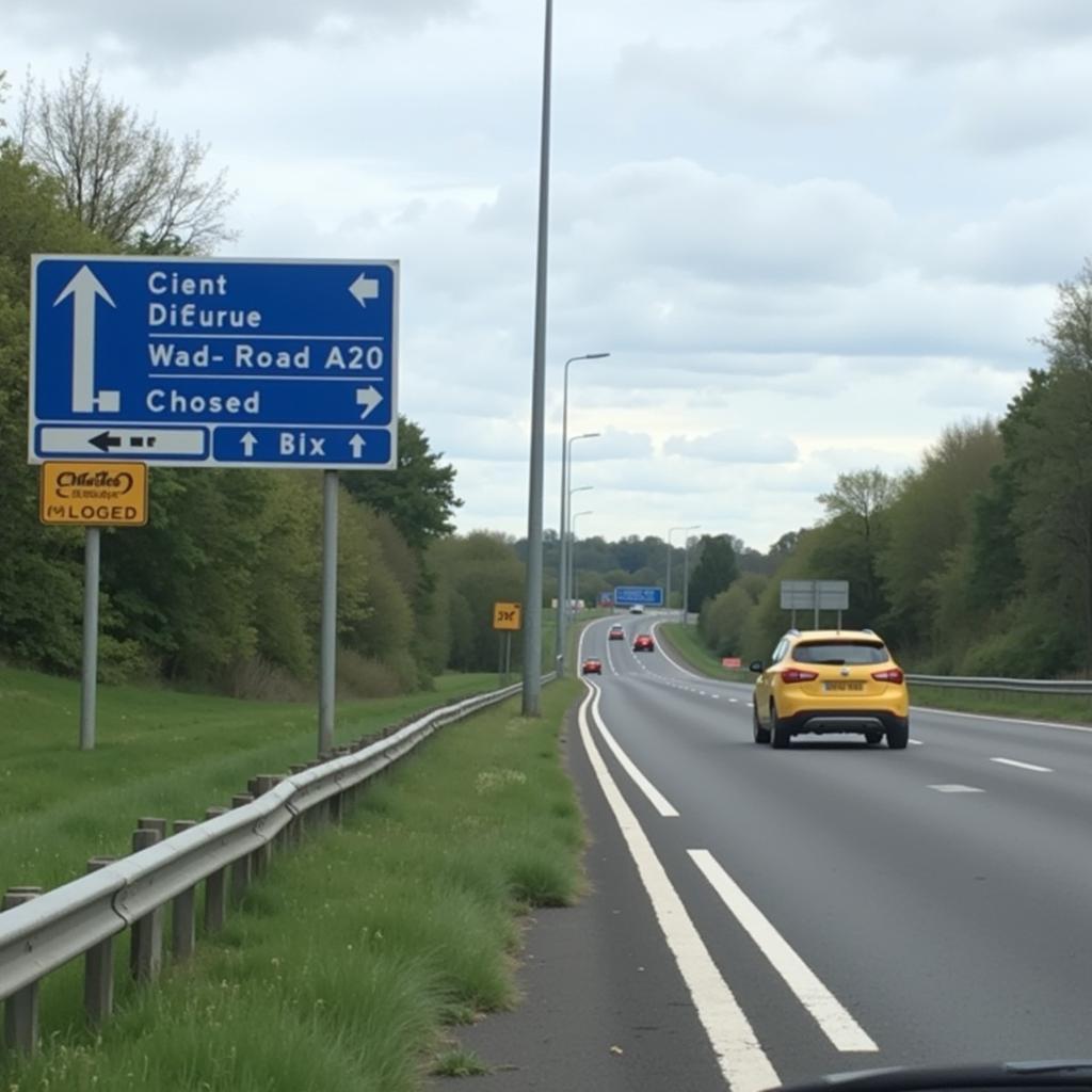 Umleitungsschild bei einer A20 Sperrung