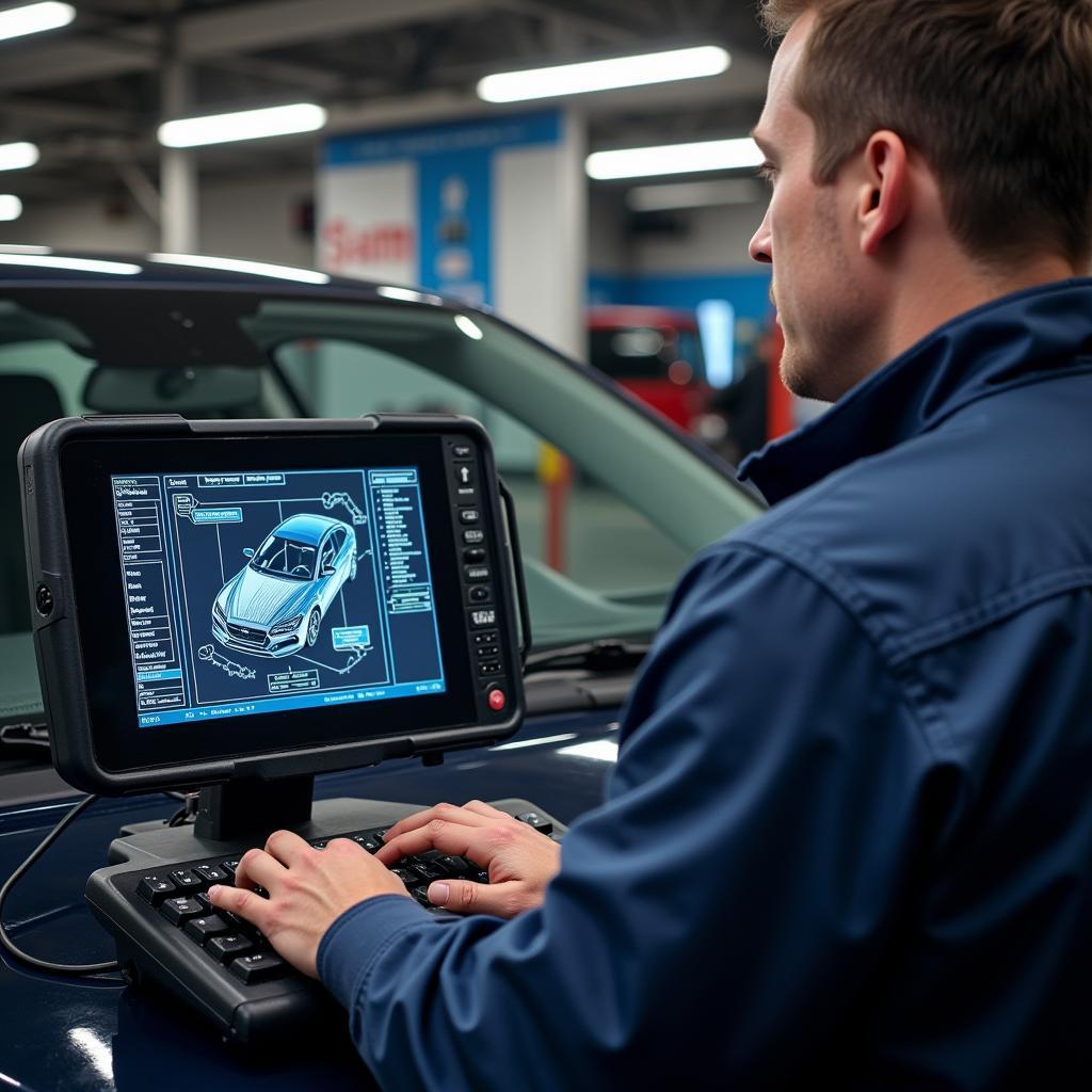 Computergestützte Fahrzeugdiagnose im Autohaus Zweckinger