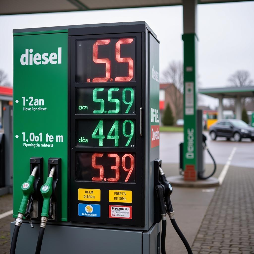 Dieselpreis an einer Tankstelle in Osnabrück