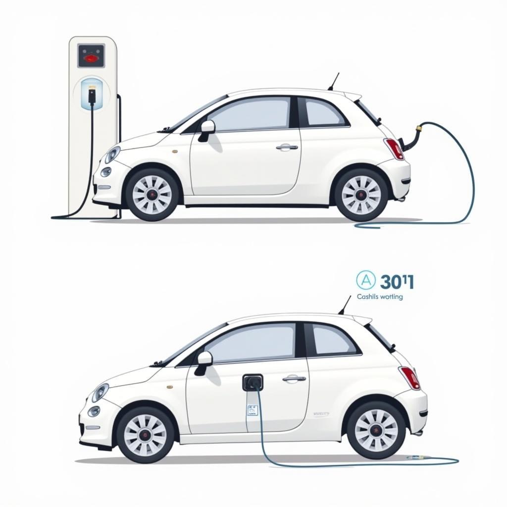 Fiat 500e Lademodi AC und DC