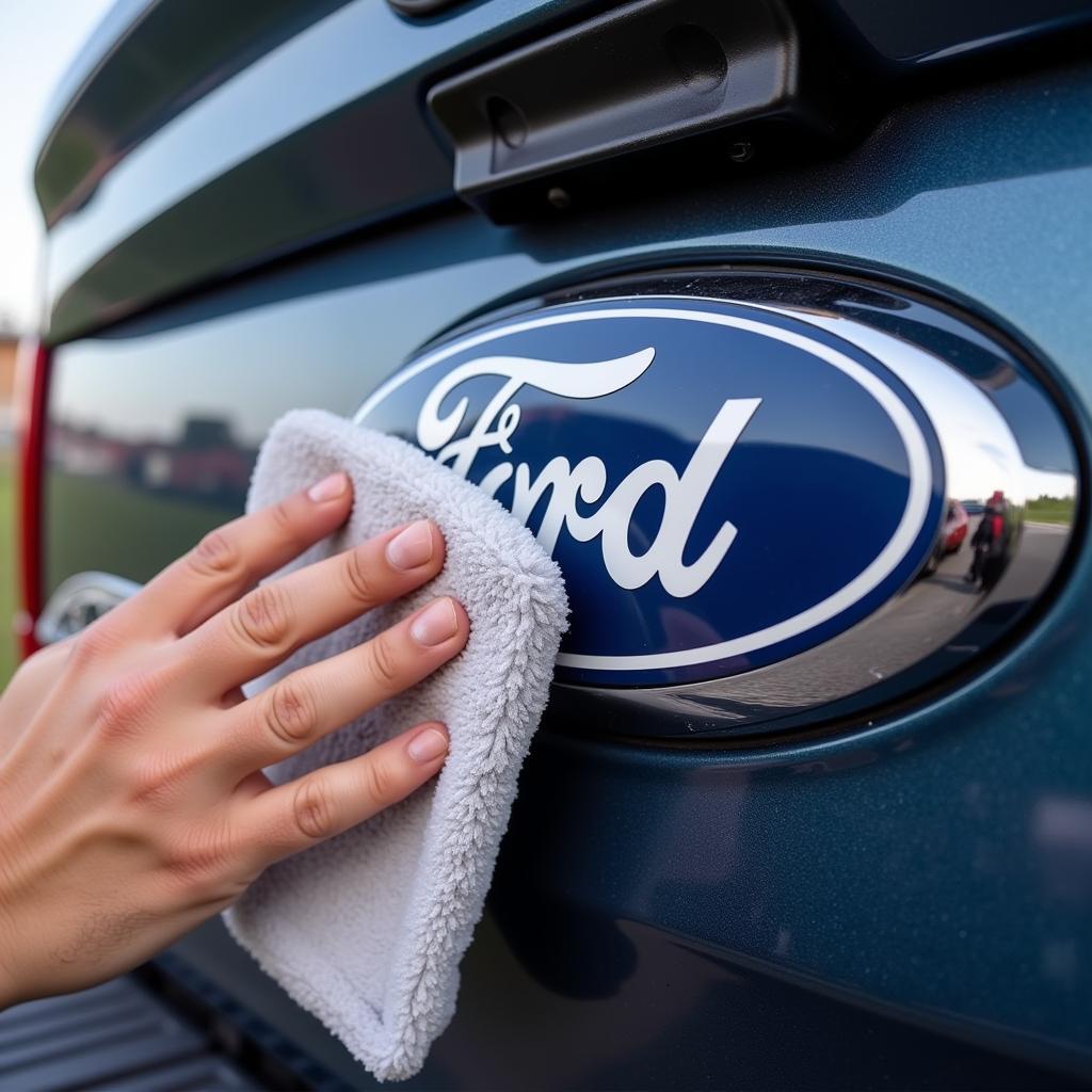 Pflege eines Ford Emblems