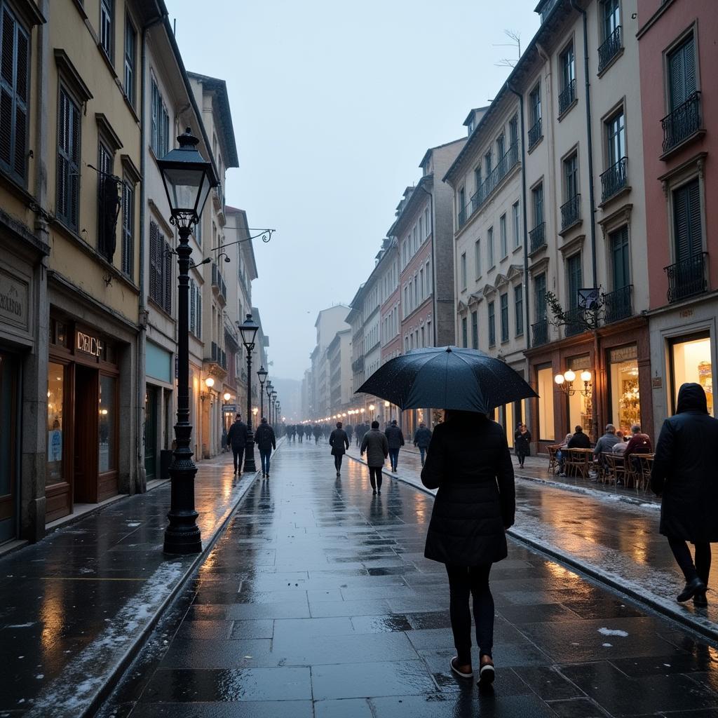 Genua im Winter bei Regen