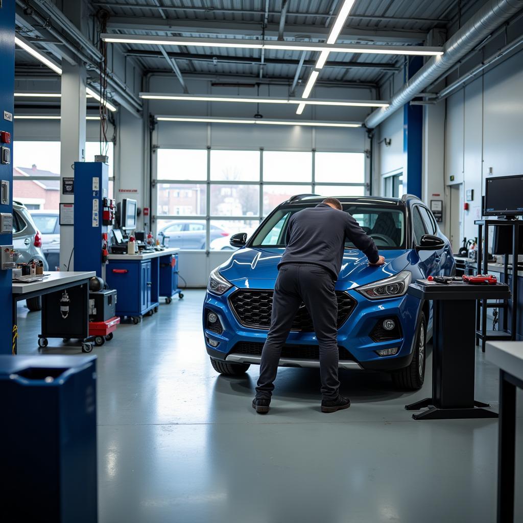 Moderne Ausstattung einer Hyundai Werkstatt in Königsbrunn