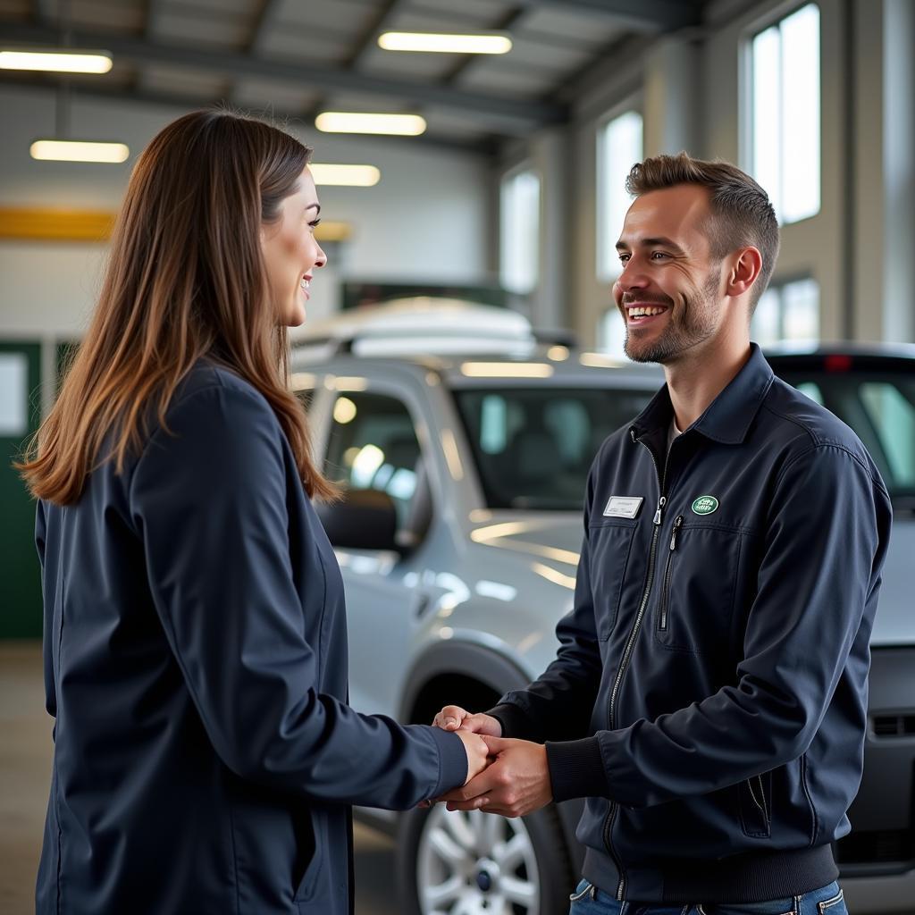 Freundlicher Kundenservice in einer Land Rover Werkstatt