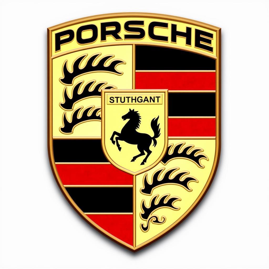 Das Porsche Wappen mit dem springenden Pferd von Stuttgart