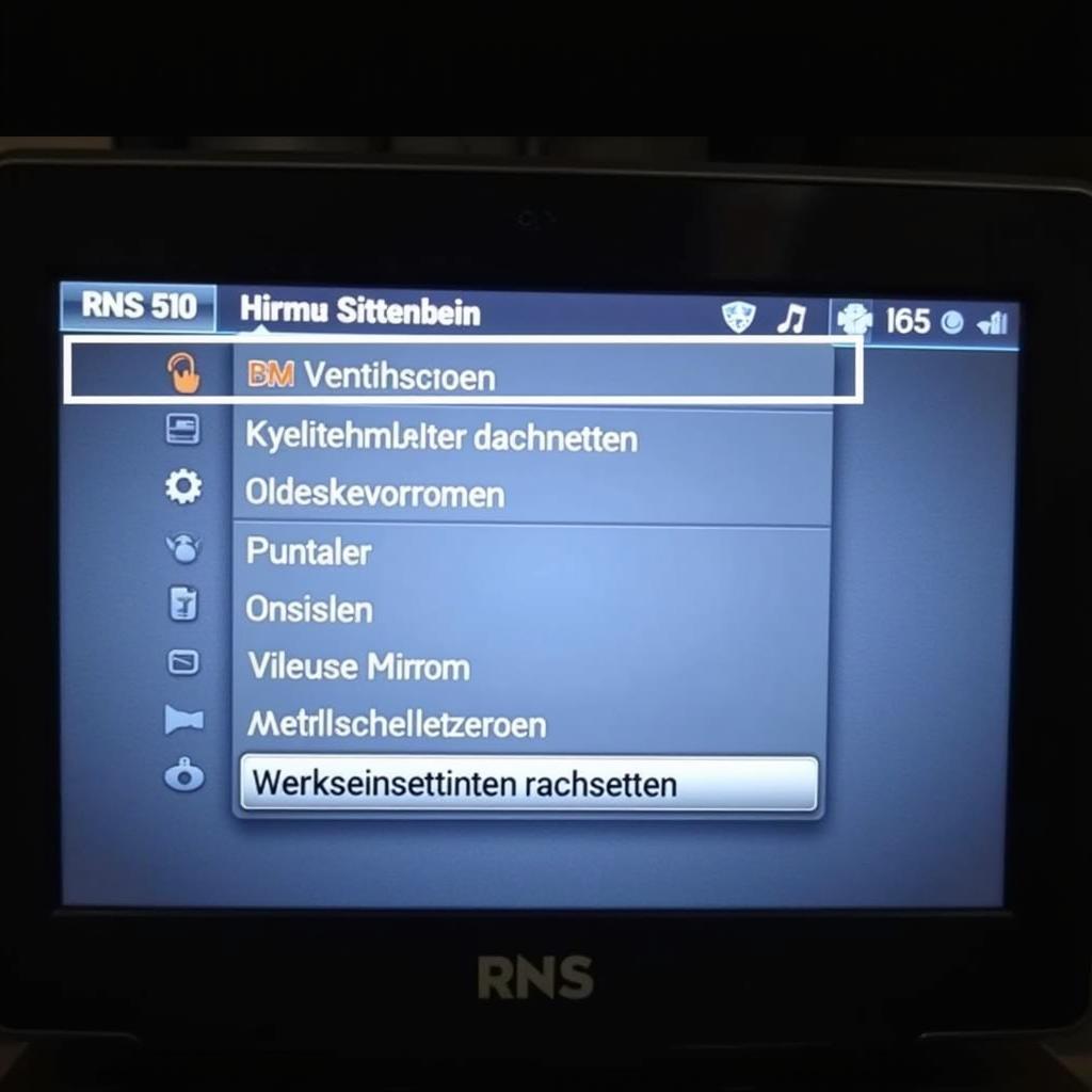 Hard Reset im RNS 510 Menü auswählen