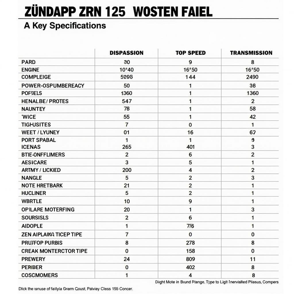 Technisches Datenblatt der Zündapp ZRN 125